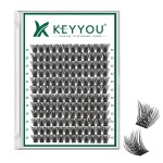 Lash Clusters 144pcs Individual Lashes D Curl 12mm Eyelash Clusters KEYYOU Air Touch Cluster Lashes Super Lightweight Soft Wispy Comfortable Easy DIY at Home(Air01-D-12mm)