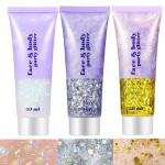 Go Ho White Silver and Gold Face Body Glitter Gel,Holographic Long Lasting Chunky Sequins Glitter Makeup for Singer Concerts,Parties,Performances,Stages,Festival Rave Accessories