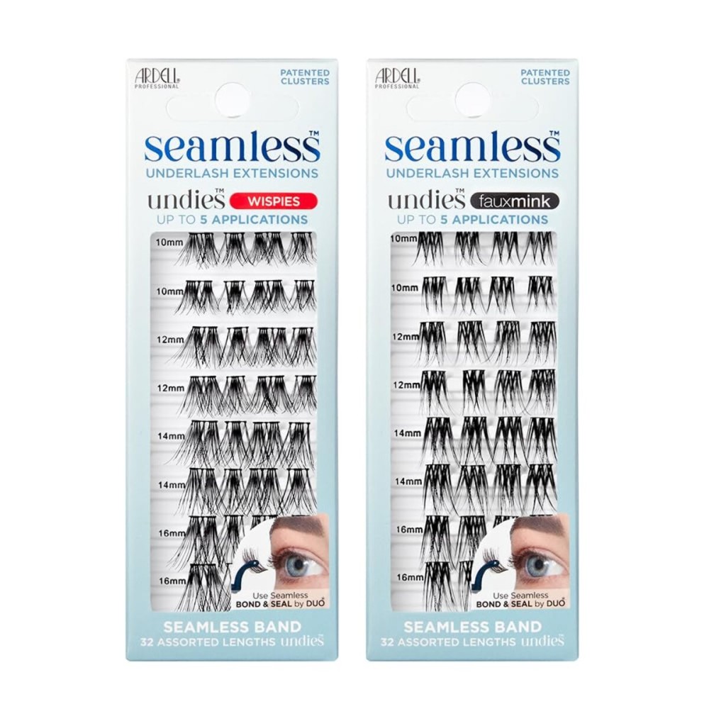 Ardell Seamless Extensions Refill Kit, Wispies And FauxMink Combo Pack, 32 Assorted Lengths False Eyelashes, DIY Lash Clusters, Eyelash Extensions