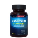 MyoActivo 5-in-1 Magnesium Complex - High Absorption - Chelated Magnesium Glycinate, Malate, Citrate, Taurate, & Aspartate for Nerves, Muscles, Bones | 60 Capsules | Magnesium Supplement