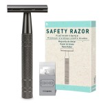Matte Gun Black Double Edge Safety Razor, Single Blade Razors for Men and Women, with 10 Stainless Steel Safety Razor Blades, Reusable, Eco-friendly, Smooth and Close Shaving, Plastic Free