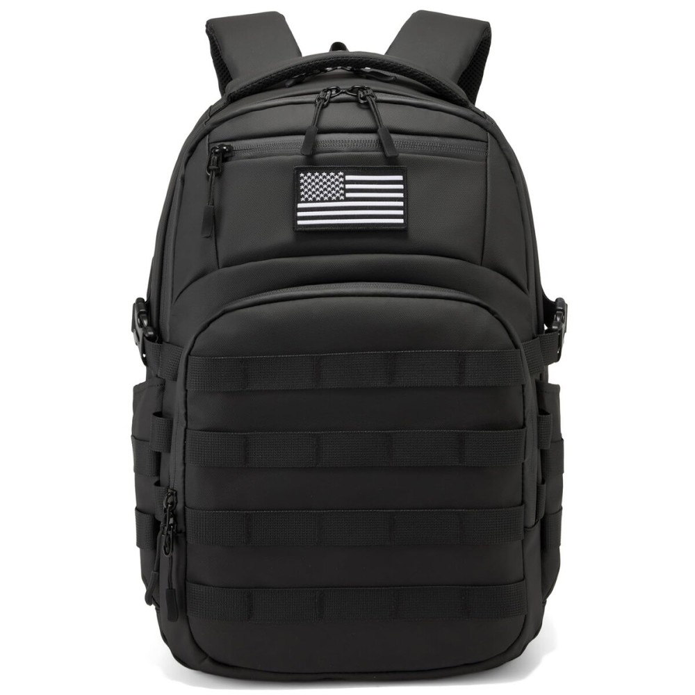 Wotony Military tactical backpack, backpack for men black small tactical assault bag (polyurethane-black, 20 inch)