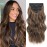 Fliace Clip in Long Wavy Synthetic Hair Extensions 20 Inch Brown with Caramel Highlights 6PCS Thick Hairpieces Fiber Double Weft Hair for Women