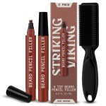 Striking Viking Beard Pencil Filler - Pack of 2, 0.09 fl oz, Red Brown - Precision Gap Filling & Beard Filler Pen - Waterproof, Long Lasting Wear - Quick & Easy Outline with Enhancement Pencil