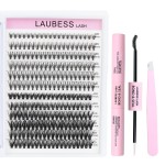 Lash Extension Kit 20D+40D Lash Clusters Kit Lash Bond and Seal Waterproof Individual Lashes Kit DIY Lash Extension Kit Lash Tweezers Eyelash Extension Kit (Set 20D+40D-0.07D-9-16Mix)