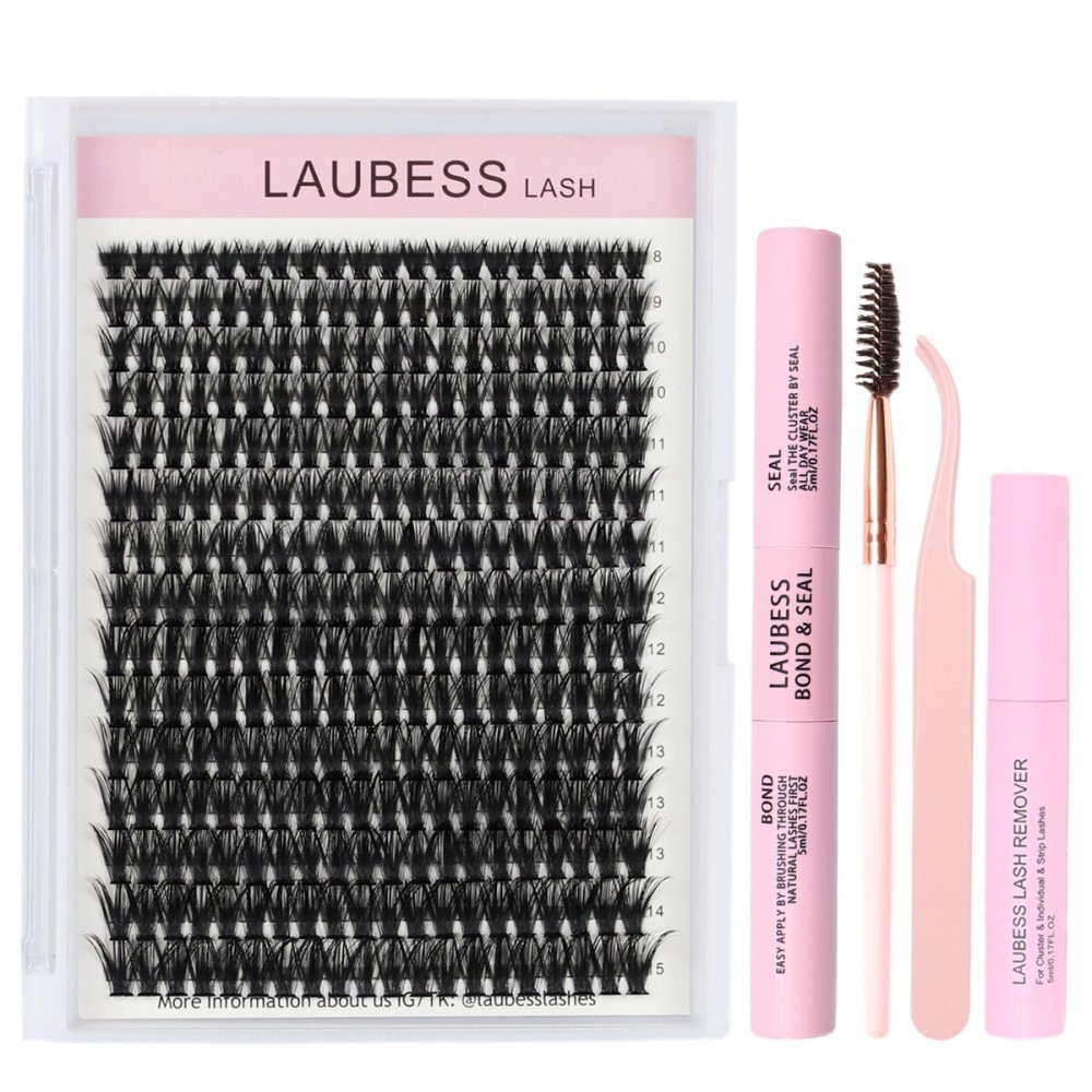 DIY Lash Extension Kit Bond and Seal Lash Glue Remover 300 Pcs 50D Lash Clusters Kit Mascara Wands Eyelash Extension Kit Eyelash Tweezers Individual Lashes Kit (Set 50D-0.07C-8-18Mix)