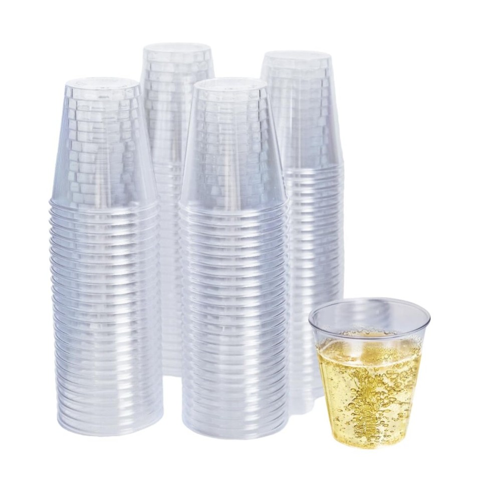 Craft And Party, 1oz 200 pcs Premium Clear Shot Glasses. Disposable Clear Cups for Wine Tasting, Vodka, Whiskey, jelly shot, sample Cups For Party and Gathering. (200, 1oz)