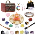 28 Pcs Healing Crystals and Stones, Chakra Crystal Set, 7 Chakra Stones Crystals Kit Pyramid Natural Real Raw Selenite Reiki Mditation for Beginners with Wooden Box, Crystal Gifts for Women
