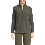 Lands\' End Womens Anyweather Full Zip Fleece Jacket Forest Moss Green Tall Large
