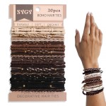 20 PCS Boho Hair Ties, Bracelets Hair Ties for Thick or Thin Hair, 5 Styles Boho Ties for Ponytail Holders, 2.36 Hair Ties No-Damage, Christmas Gifts, Neutral Color
