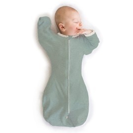 SwaddleDesigns Transitional Swaddle Sack, Arms Up Half-Length Sleeves & Mitten Cuffs, Swaddle for Newborn Transition to Baby Sleep Sack Wearable Blanket, Large, 6-9 month, 21-24 lb, Heathered Jadeite