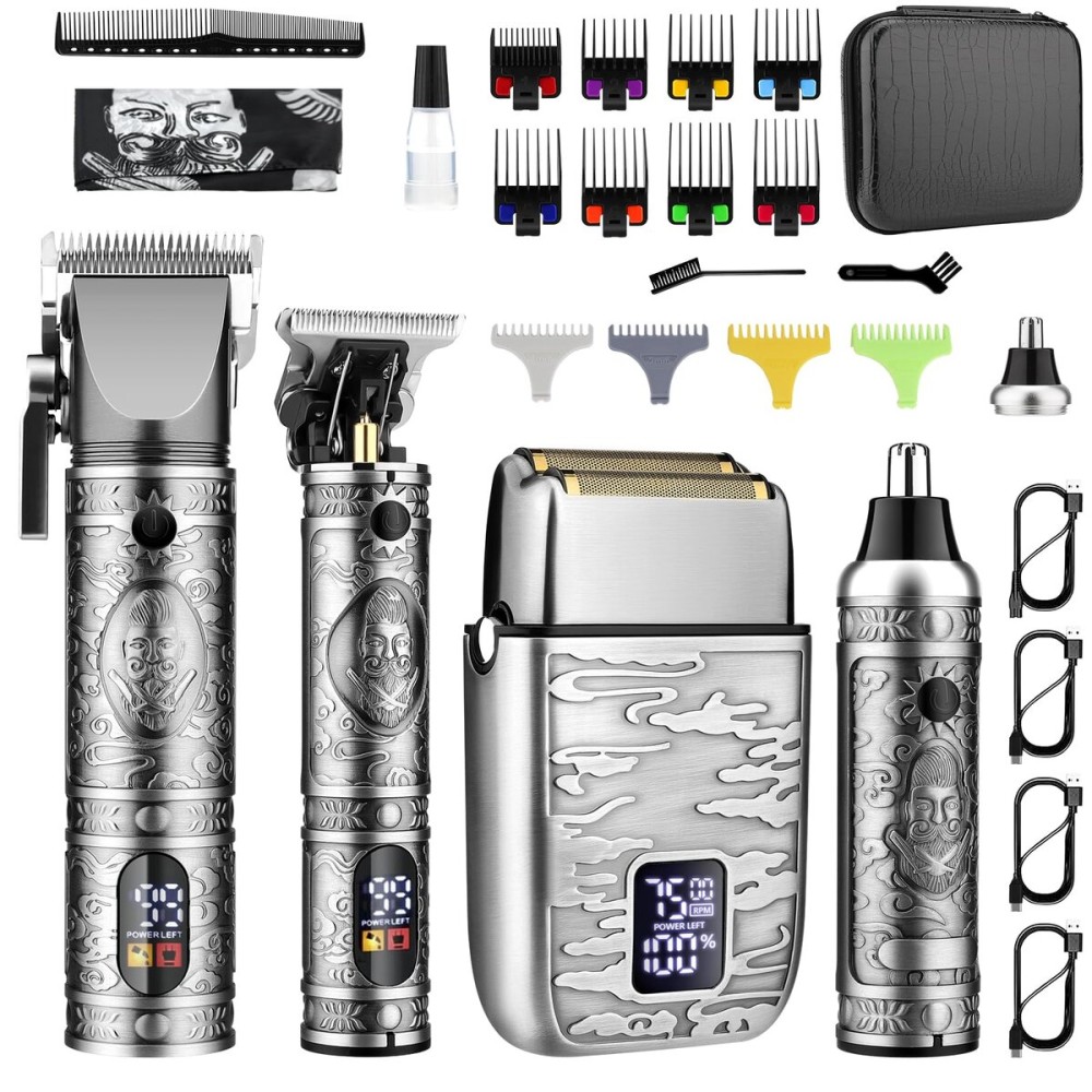 GSKY Professional Hair Clippers, Men\'s Beard Trimmer & Grooming Kit with Electric Razor, Clippers & Trimmers Set, Hair Cutting Machines