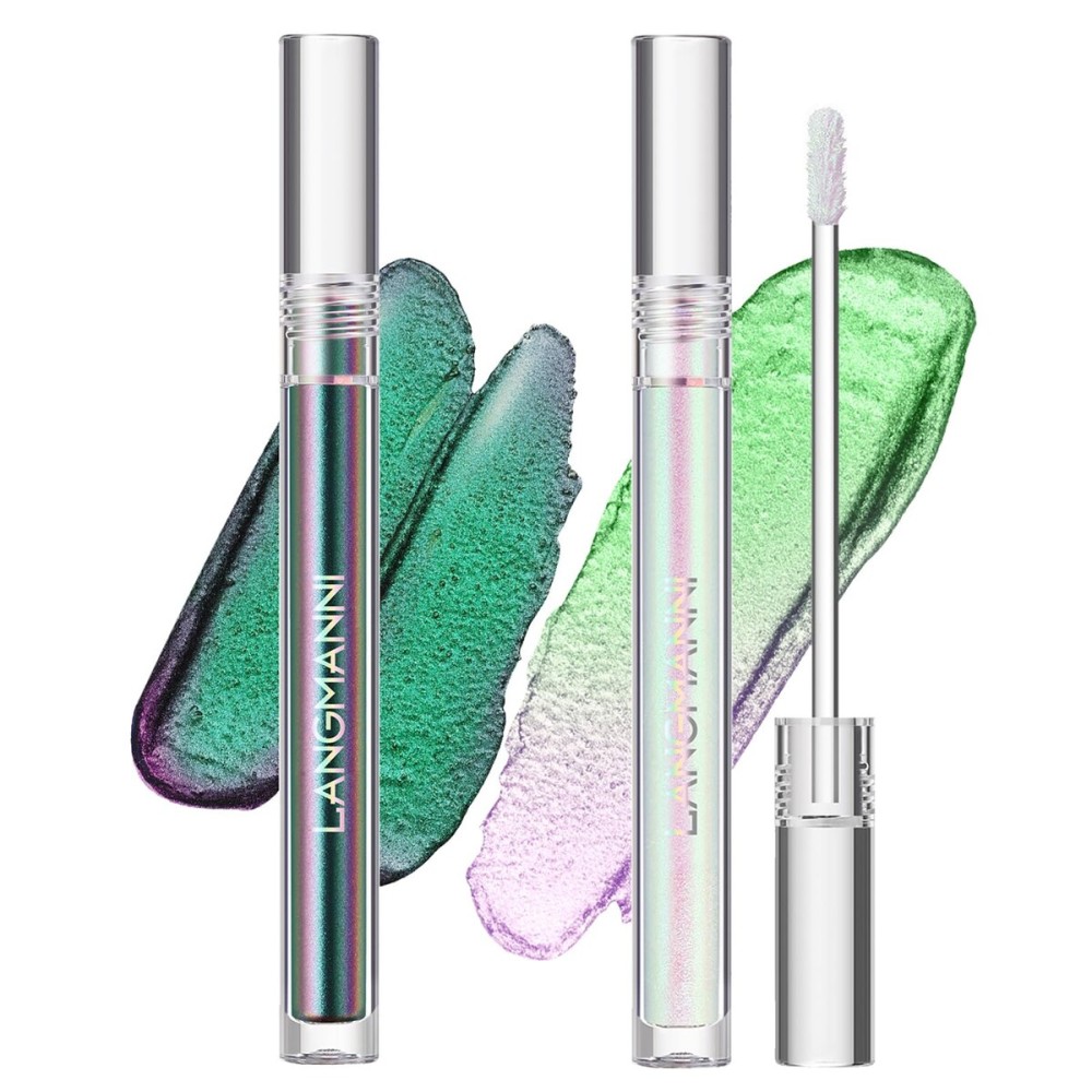 Jolilab Metallic Liquid Chameleon Eyeshadow, Multi-Dimensional Eye Looks, Long-lasting Holographic Glitter Multichrome Eyeshadows Makeup (Peacock+GX013)