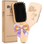 Bsisme Hair Brush, Boar Bristle Hair Brushes for Women Men Kid, Natural Bristles Paddle Brush for Thin Fine Hair, Restore Shine and Texture, Enhance Hair Shine and Health