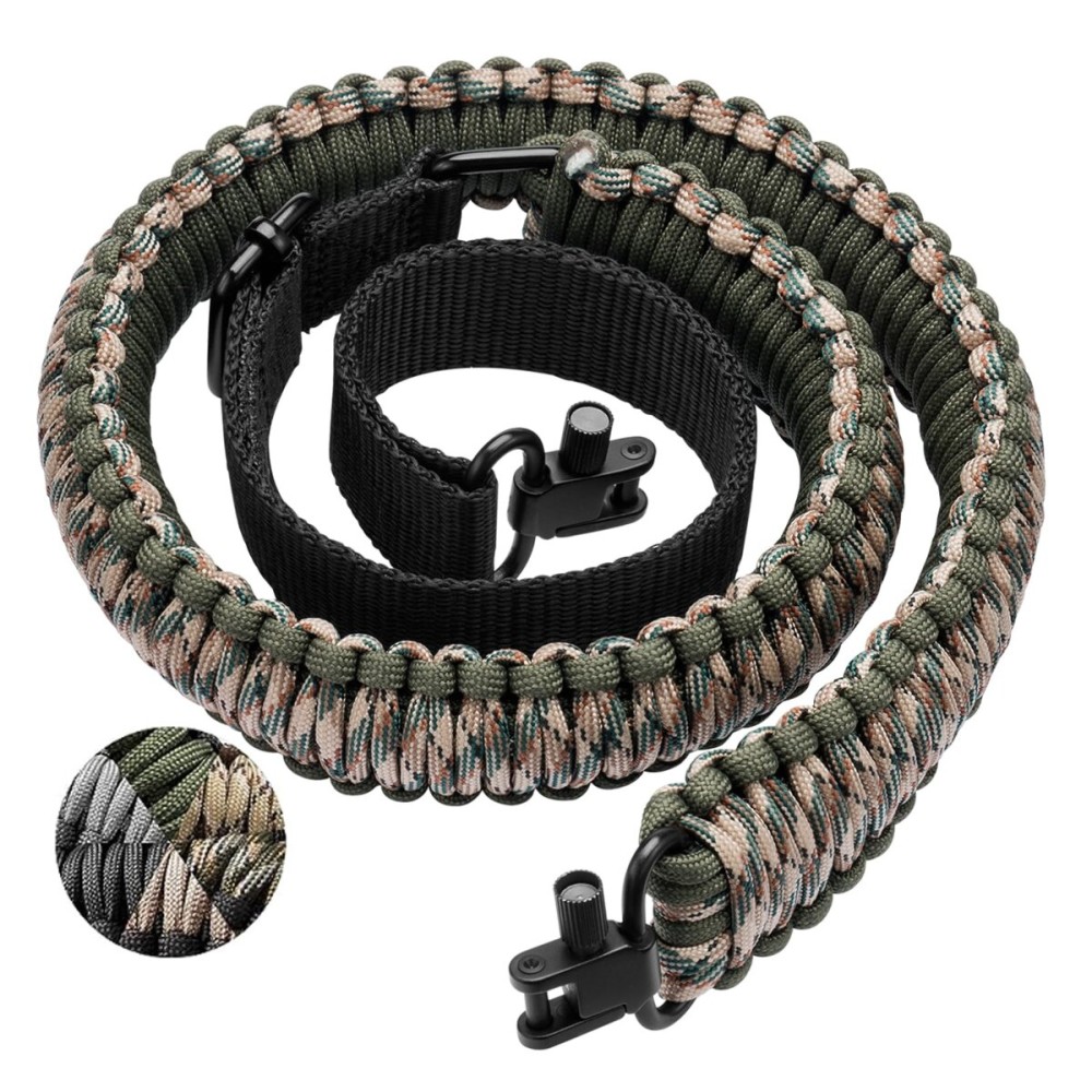 CVLIFE Two Point Sling 550 Paracord Sling Adjustable Length with Tri-Lock Swivel Rifle Strap Gun Strap for Outdoor Sports Camo