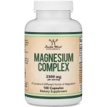 Magnesium Complex Supplement 180 Capsules (426mg Elemental Magnesium Provided by 2,300mg of Eight Different Forms of Magnesium) MAG-8 Provides 100% Daily Recommended Value of Magnesium by Double Wood