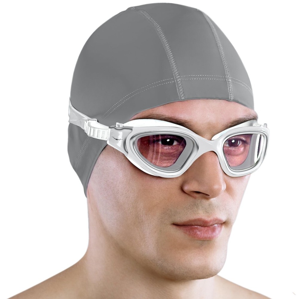 AqtivAqua Swim Goggles Swimming Goggles for Adult Men Women Kids 6-14 Youth Girls Boys Childrens DX-C (Metallic Silver, Silver case, Clear lens)