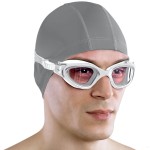 AqtivAqua Swim Goggles Swimming Goggles for Adult Men Women Kids 6-14 Youth Girls Boys Childrens DX-C (Metallic Silver, Silver case, Clear lens)