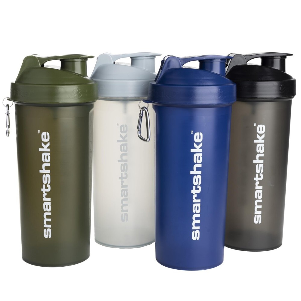 Smartshake Lite 4-Pack Protein Shaker Bottle 1000 ml | 34 oz - Leakproof Screw-on Lid - BPA Free - Unisex - Mist Gray, Army Green, Black, Navy Blue