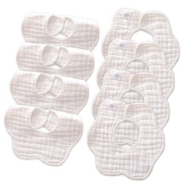 DOSMINE Muslin Baby Bibs for Drooling and Teething Newborn Drool Bibs for Baby Girl Boy (White)