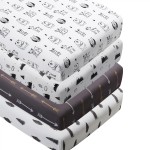4 Pack Woodland Forest Animals Wood Neutral Unisex Fitted Baby Crib Sheets Set for Baby Boys or Girls Cartoon
