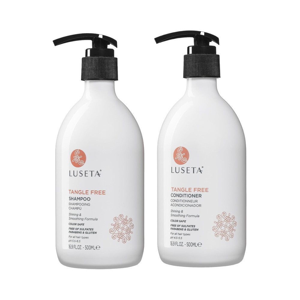 Luseta Tangle Free Routine Shampoo & Conditioner Set for Women and Men Sulfate Free Shampoo and Conditioner for Detangling with Keratin and Argan Oil, Color Safe for Curly and Wavy Hair 2 x 16.9oz