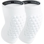 COOLOMG Basketball Knee Pad for Kids Youth Adult, Compression Anti-slip Knee Sleeve for Volleyball Football, Sports Knee Protector (1 Pair) White M