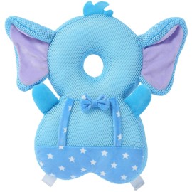 Baby Walker Head Protector Backpack, Toddler Adjustable Baby Head Protection Fall Pillow Safety Pad for Baby Walking and Crawling (Star Elephant)