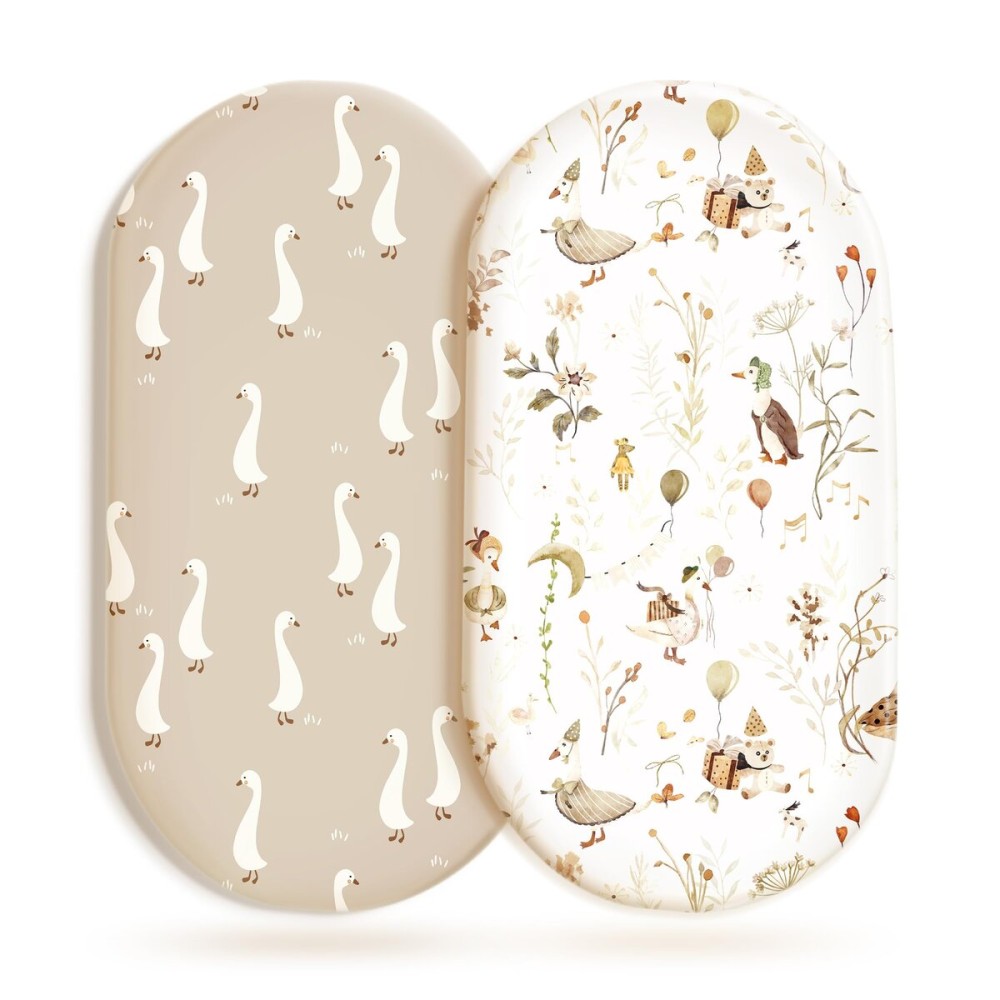 Stretchy Ultra Soft Fitted Bassinet Sheets 2 Pack, Universal Fitted for Baby Cradle Moses Basket Oval Rectangle Mattress Safe and Snug, Stylish Bassinet Sheet for Baby Boy and Girl