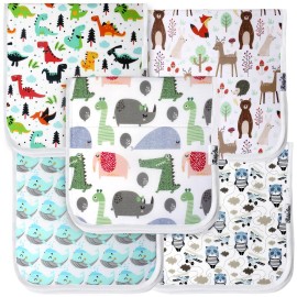 KiddyStar 5-Pack Organic Cotton Burp Cloths - Large, Ultra-Soft 3-Layer Towels for Burping, Shoulder & Hand Use, Highly Absorbent