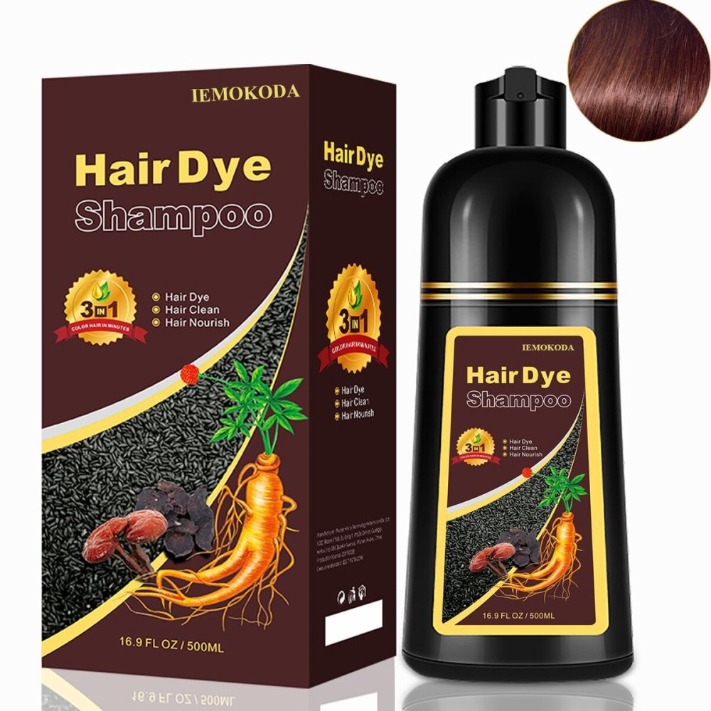 Cherry Brown Hair Dye Shampoo 3 in 1, Magic Reddish Brown Color Shampoo for Women Men, Instant Hair Dye Shampoo Colors Hair in Minutes, Color Shampoo Hair Dye, Natural Formula for All Hair Types