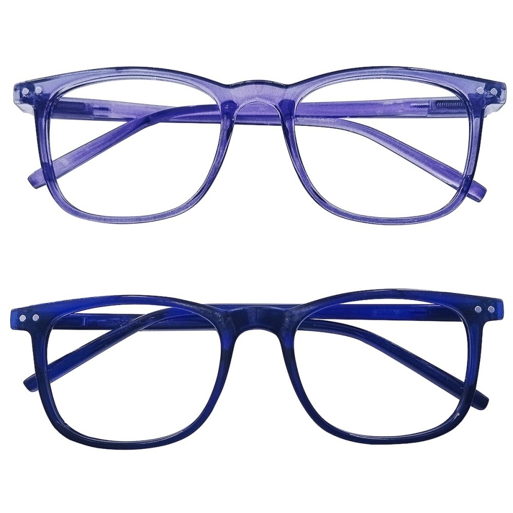 AOSM 2 Pack Blue Light Blocking Glasses, Computer Reading/Gaming/TV/Phones Glasses for Women Men,Anti Eyestrain & UV Glare (Blue + purple)