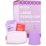 Pixie Cup - Soft, Safe, Reusable Menstrual Cup - Ranked 1 for The Best Tampon Alternative - 100% Medical-Grade Silicone Period Cup for Feminine Care - Buy One We Give One (Purple, Large)