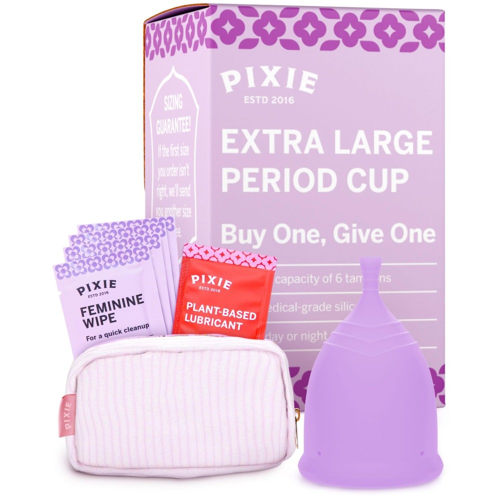 Pixie Cup - Soft, Safe, Reusable Menstrual Cup - Ranked 1 for The Best Tampon Alternative - 100% Medical-Grade Silicone Period Cup for Feminine Care - Buy One We Give One (Extra Large)