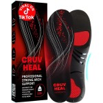 220+ lbs Plantar Fasciitis High Arch Support Insoles Men Women - Orthotic Shoe Inserts - Boot Work Shoe Insole (XXL, Black)