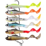 GOTOUR Pre-Rigged Soft Fishing Lures, Curly Tail Swimbait for Bass, Pike, Trout, Walleye, Salmon, Redfish, Crappie, All Season Freshwater Fishing Bait