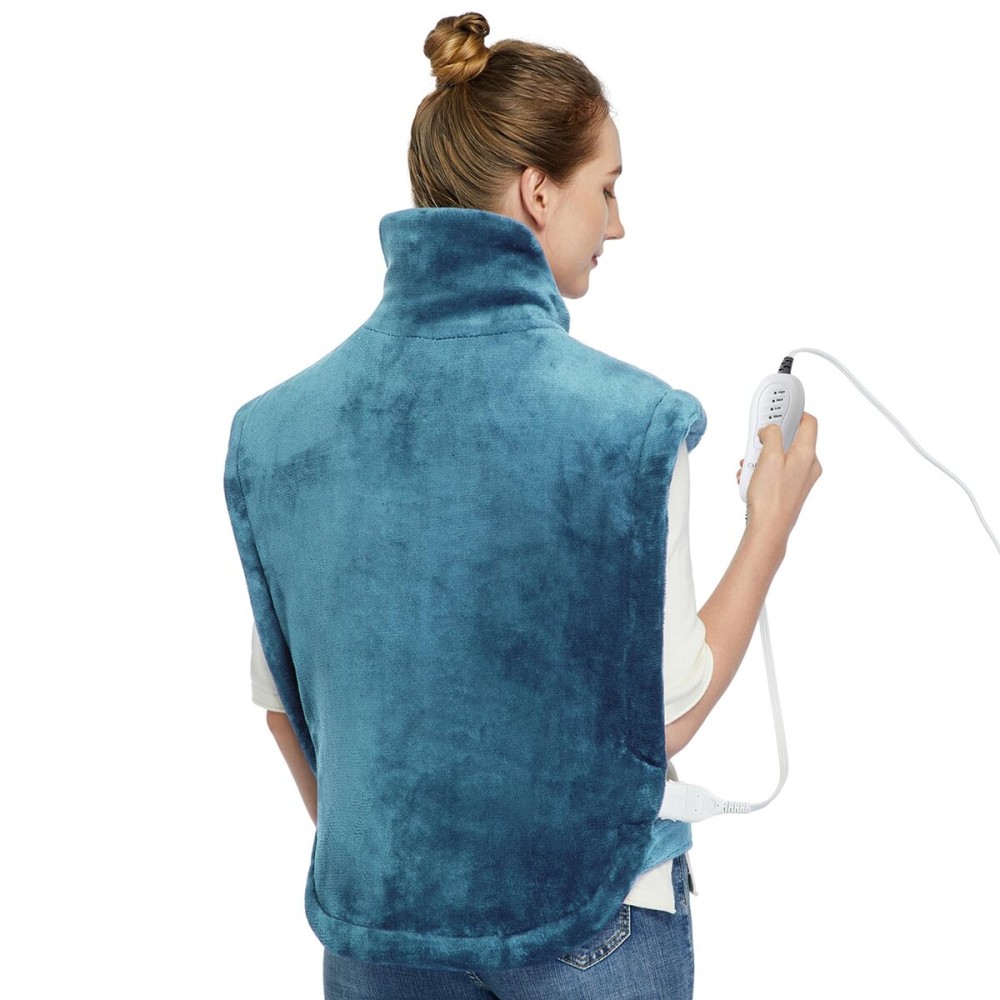 CAROMIO Heating Pad for Back Pain Relief, Neck and Shoulders Electric Heating Pads Large Size, Weighted Full Body Back Heat Pad with Auto Shut Off, Fast Heating and 4 Heat Settings (Teal, 33x22)