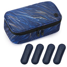 ALLCAMP Insulin Cooler Travel Case Diabetic Medication Cooler with 4 Ice Pack - Medical Cooler Bag Portable and Reusable Blue (9X 4.72x 3.14 inches)