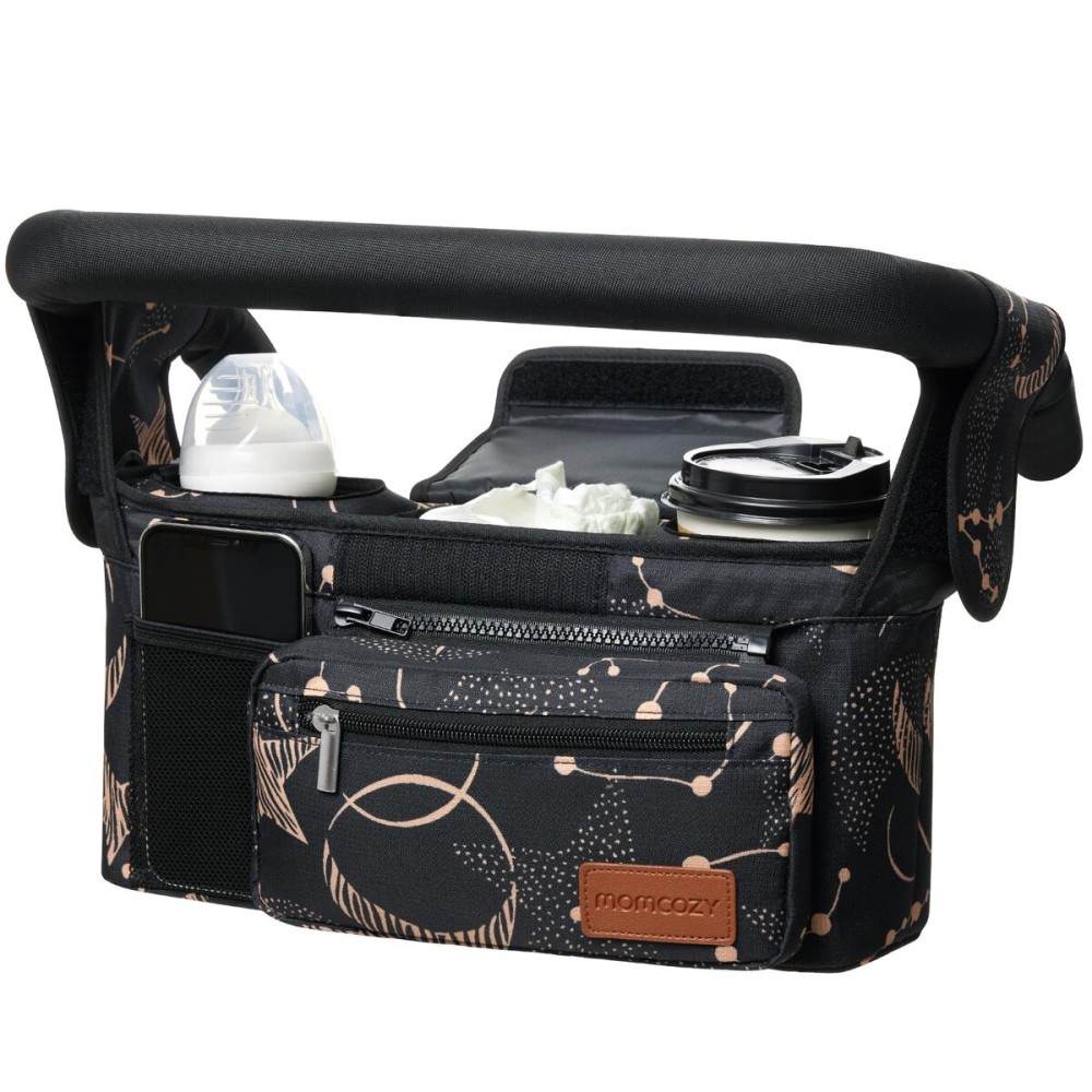 Momcozy Universal Stroller Organizer with Insulated Cup Holder Detachable Phone Bag & Shoulder Strap, Fits for Stroller like Uppababy, Baby Jogger, Britax, BOB, Umbrella and Pet Stroller
