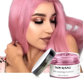 VOLLUCK Temporary Hair Wax Natural Instant Hair Color Wax Pomades 4.23 oz, Dosposable Hair Styling Clay for Party, Festival, Halloween, Christmas, Light Pink