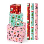 WERNNSAI Dog Christmas Wrapping Paper Rolls - 3 Rolls 17 x 120 Puppy Kids Christmas Wrapping Paper Medium Roll Set Funny Christmas Wrapping Paper Xmas Rolls Party Gift Decoration, for Girls/Boys