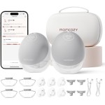 Momcozy Breast Pump Hands Free Upgraded Mobile Flow | M9, App Discreet Control with Personalized Multi-Modes & 15 Levels, Wearable Breast Pump 24mm, 2 Pack Gray