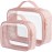 PACKISM Floral Texture Lace TSA Approved Toiletry Bag 1 Large 1 Medium - 2 Pack 180 Large Opening Clear Makeup Bags, TSA Clear Toiletry Bag with Handle, 0.5 mm Thick Non-deformable No Smell, Pink