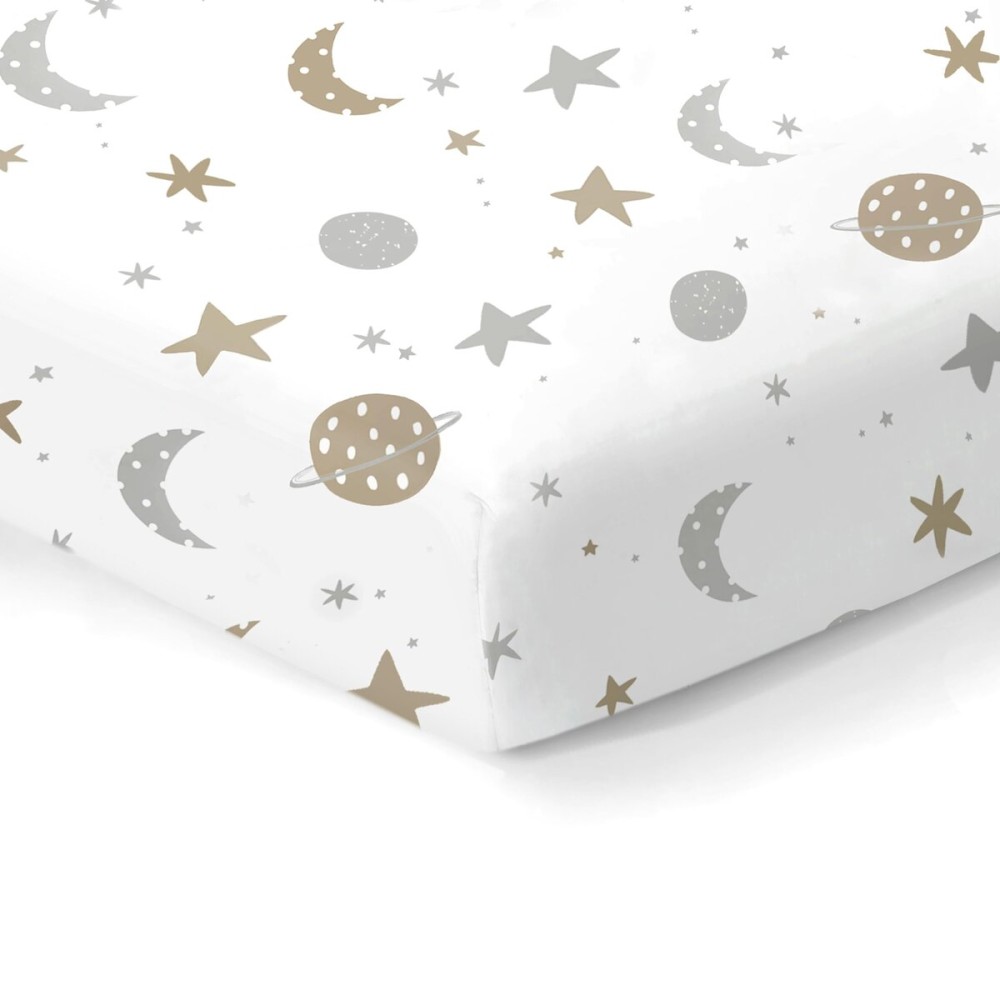 100% Organic Cotton Fitted Sheets for Standard Crib and Toddler Mattresses/Pads 28 x 52 and up to 6 Thick. Boys and Girls. Fits, Dream On Me, Lullaby, Safety 1st, Newton, and Other Brands. Space