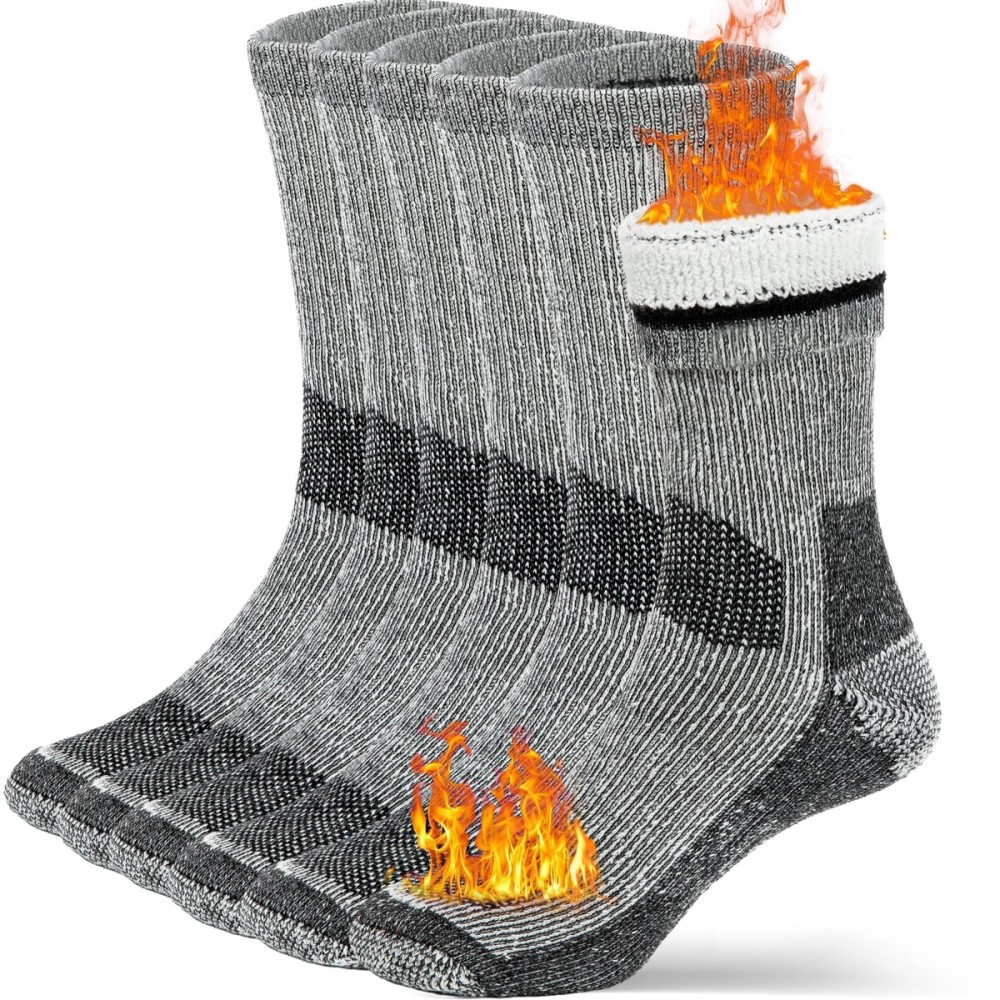 Buttons & Pleats Wool Socks for Men Women Merino Thermal Warm Cozy Winter Fuzzy Boot Sock Charcoal LXL