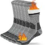 Buttons & Pleats Wool Socks for Men Women Merino Thermal Warm Cozy Winter Fuzzy Boot Sock Charcoal LXL