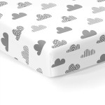 100% Organic Cotton Fitted Sheets for Standard Crib and Toddler Mattresses/Pads 28 x 52 and up to 6 Thick. Boys and Girls. Fits, Dream On Me, Lullaby, Safety 1st, Newton, and Other Brands. Clouds