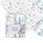 100% Organic Cotton Fitted Travel Crib/Playard Sheets for Guava Lotus, BabyBjorn, Dream on Me, Baby Joy and All Other 24 x 42 Pads/mattresses. Safety Strap Holes in Each Corner. 2 Pk, Deer & Forest