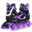 MammyGol Adjustable Inline Skates for Boys Girls Kids Youth with Light up Wheels, Black&Purple Beginner Blades Roller Skates for Boys Size 10 11 12 13 Ages 6-12
