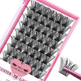 Lash Clusters, 72 Pcs Individual Lashes, Cluster DIY Lash Extension, Volume Eyelashes Look, Super Thin Band and Comfortable (Volume-C-18mm)